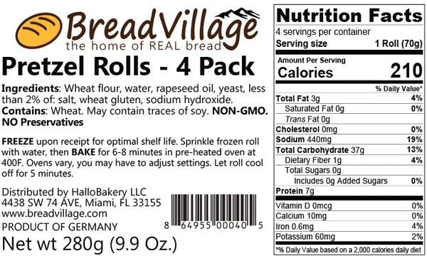 German Pretzel Roll - 4 Pack