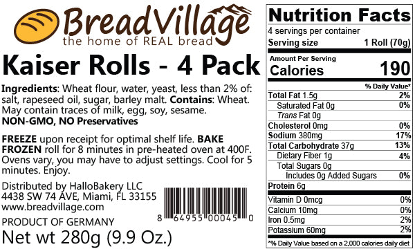 German Kaiser Roll - 4 Pack