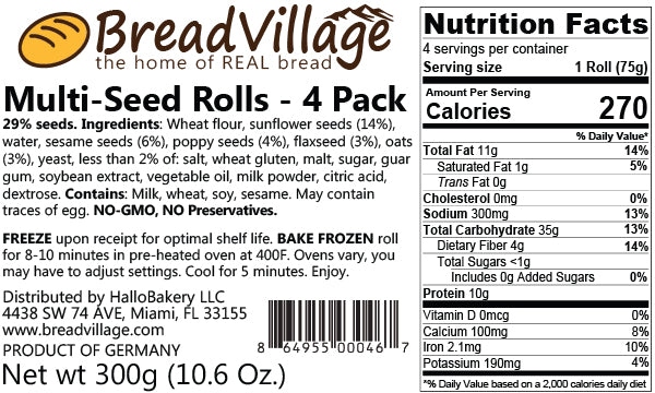 German Multi-Seed Roll - 4 Pack