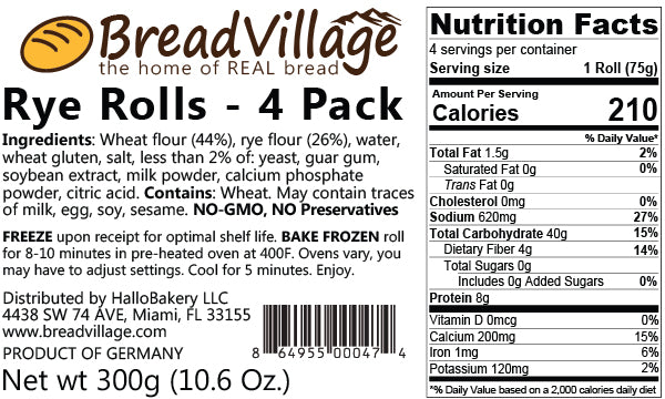 German Rye Roll - 4 Pack